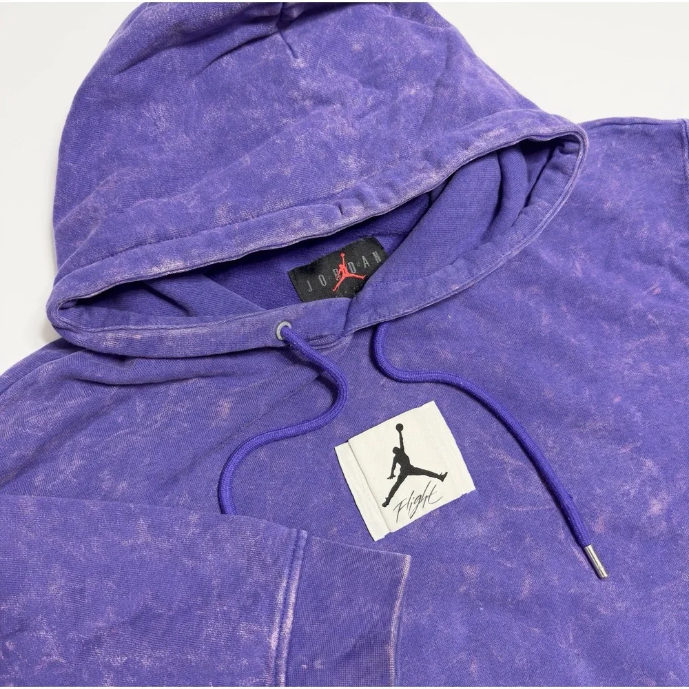 Nike Air Jordan Flight Essential Washed Fleece Hoodie Sz M Concord Purple DR3087